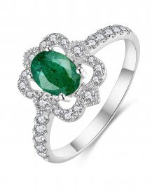 OVAL EMERALD DIAMOND RING (TR3917)